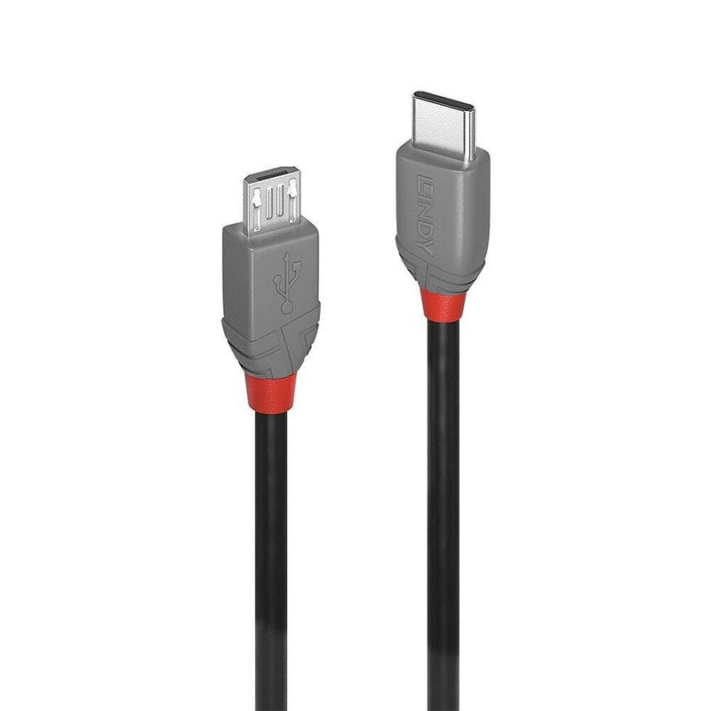 Lindy 2.0 USB-C - Micro-USB -kaapeli, 1m, harmaa