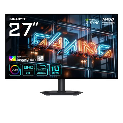 Gigabyte 27" MO27Q28GR, 280Hz QHD OLED-pelimonitori, musta