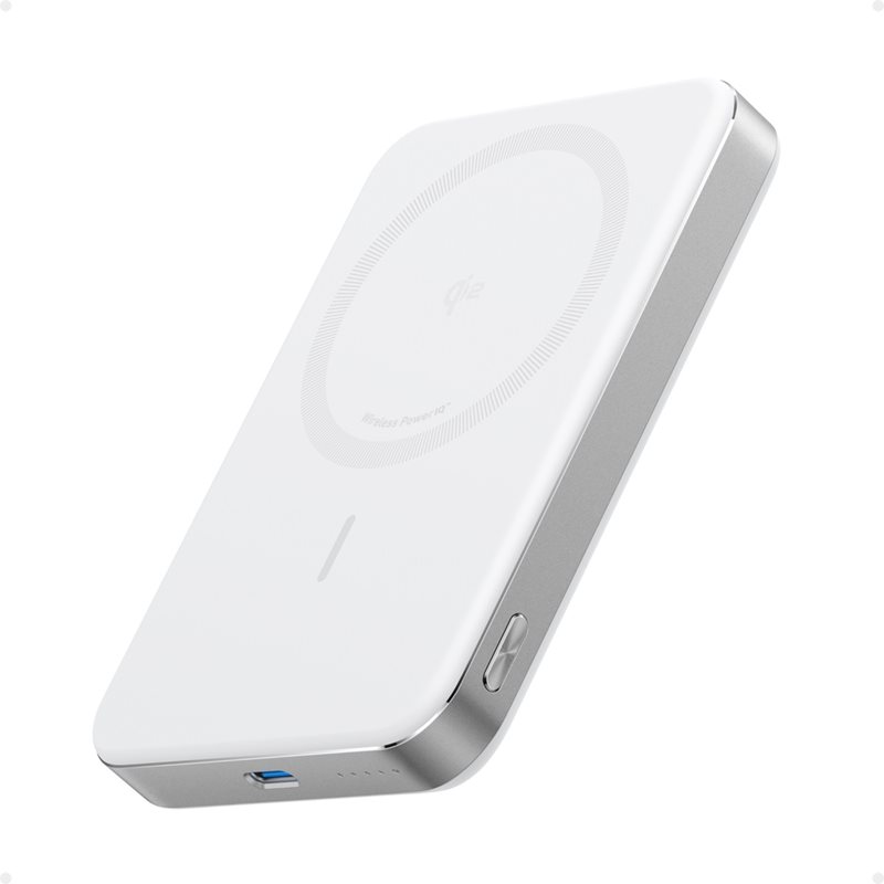 Anker 10000 mAh MagGo Power Bank, varavirtalähde, Qi2, USB-C, valkoinen