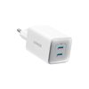 Anker 47W Nano 3 Charger, GaN-verkkovirtalaturi, 2x USB-C, valkoinen