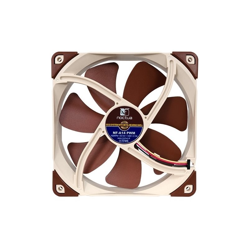 Noctua 140 x 140 x 25mm NF-A14 PWM öljylaakeroitu laitetuuletin 19,2dBA ...