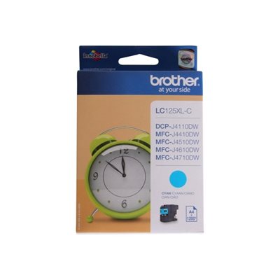 Brother LC125XLC -suurväriainekasetti, syaani, jopa 1200 sivua
