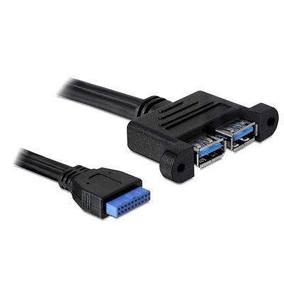 DeLock USB IDC20 uros  - 2x 3.2 Gen1 USB-A naaras sisäinen kaapeli
