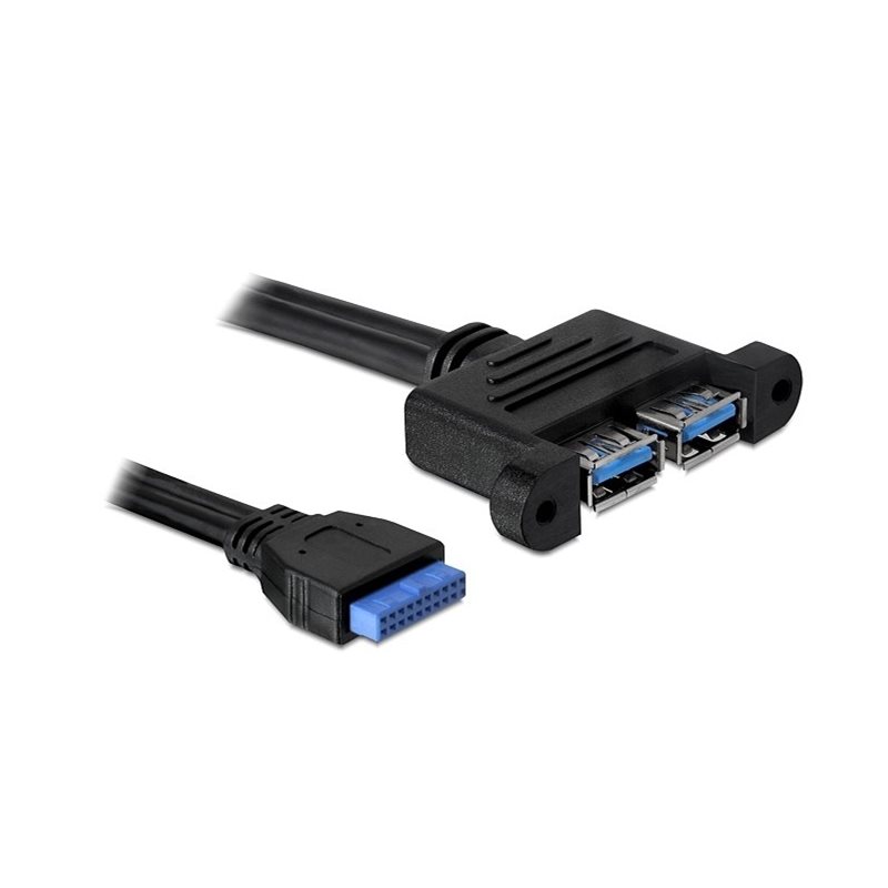 DeLock Sisäinen kaapeli, USB 3.0, IDC20 u - 2xUSB 3.0 A n/vierekkäin