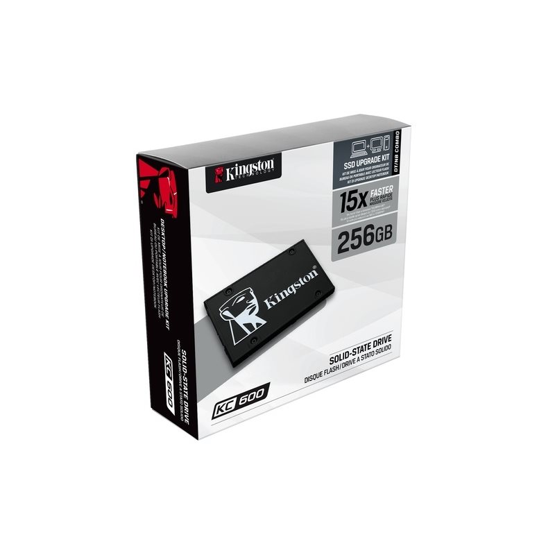 Kingston 256GB KC600, 2.5" SSD-levy, SATA III, 3D TLC, 550/500 MB/s, Desktop/Notebook upgrade kit