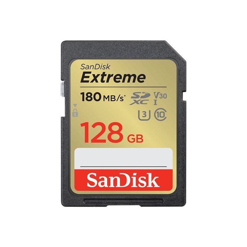 Sandisk 128GB Extreme, SDXC -muistikortti, UHS-I U3 / V30, jopa 180/90 MB/s