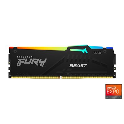 Kingston 8GB (1 x 8GB) FURY Beast DDR5 RGB, 5200MHz, CL36, 1.25V, musta