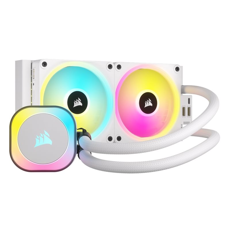 Corsair iCUE LINK H100i RGB - White, 240mm AIO-nestejäähdytysratkaisu prosessorille, valkoinen
