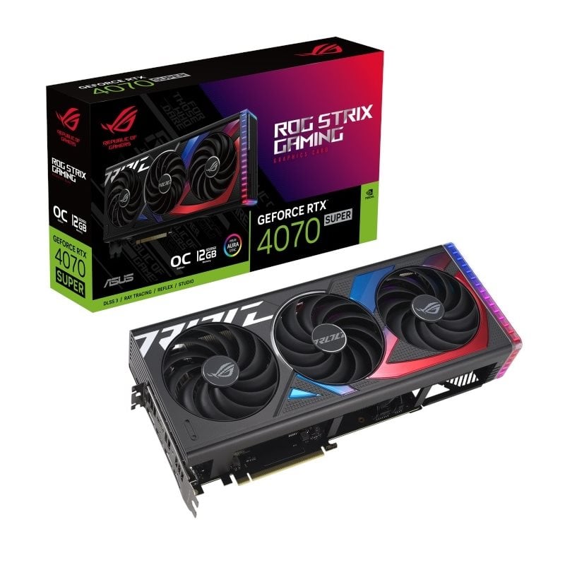 Asus GeForce RTX 4070 SUPER ROG Strix - OC Edition -näytönohjain, 12GB GDDR6X (Tarjous! Norm. 829,90€)
