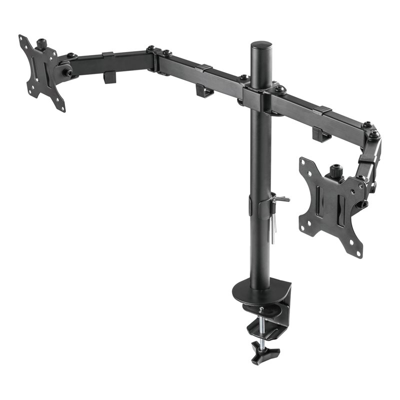 Deltaco Gaming 13-32" x2 Dual Monitor Desk Mount, -pöytäteline kahdelle näytölle, musta