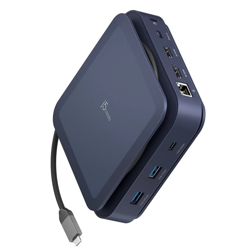 j5create USB-C Dual 4K 10-in-1 -telakka, sininen