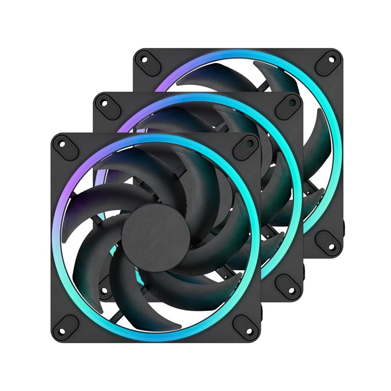 Fractal Design Momentum 14 RGB - Black - 3-pack, 140mm PWM-laitetuuletinsarja, musta