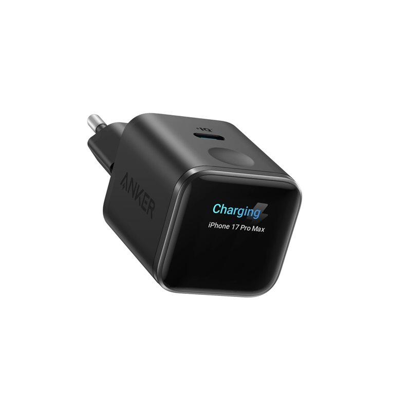 Anker 45W Nano Smart Display Charger, GaN-verkkovirtalaturi näytöllä, USB-C, musta