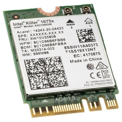Intel Killer Wi‑Fi 6E AX1675x, Tri Band AX5400 Wi‑Fi 6E -M.2-moduuli, Bluetooth, M.2 2230, ei vPro