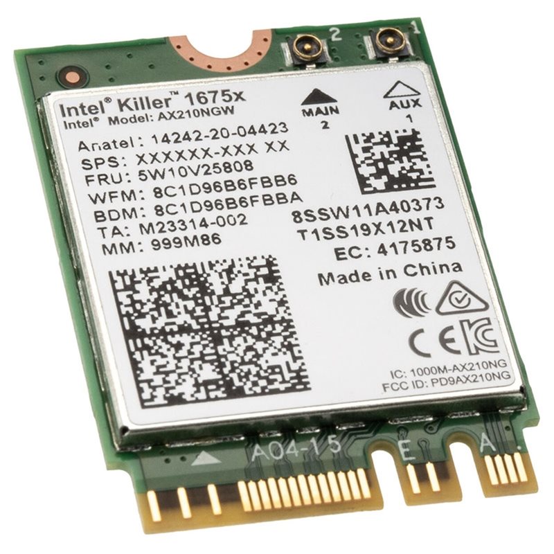 Intel Killer Wi‑Fi 6E AX1675x, Tri Band AX5400 Wi‑Fi 6E -M.2-moduuli, Bluetooth, M.2 2230, ei vPro