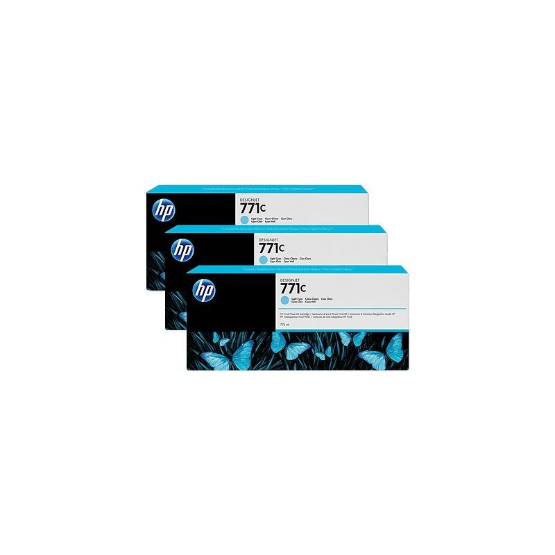 HP 771C 3-pack 775-ml Light Cyan, Mustepatruunas