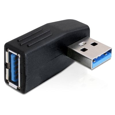 DeLock 3.0 USB-A uros -> naaras -kulma-adapteri, 90° horisontaali, musta