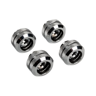 Corsair Hydro X Series XF Hardline 12mm Fitting Four Pack - Chrome -putkiliitinsarja, 4 kpl, kromi