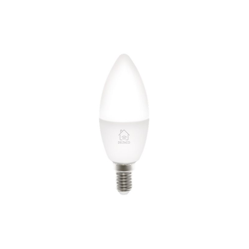 Deltaco Smart Home LED-älylamppu, E14, Wi-Fi, 5W, 470 lumenia, himmennettävä, valkoinen