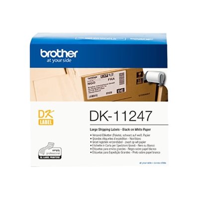 Brother DK-11247 -lähetetarra, 103 x 164 mm, musta teksti valkoisella pohjalla