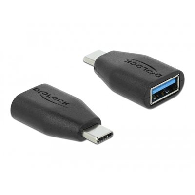 DeLock 3.2 Gen2 USB-C uros -> USB-A naaras -adapteri, musta
