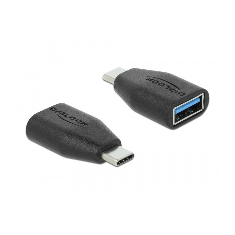 DeLock SuperSpeed USB 10 Gbps (USB 3.1 Gen 2) USB Type-C uros -> Type-A naaras -adapteri, musta