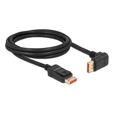 DeLock DisplayPort 1.4 -näyttökaapeli, suora -> 90° ylös, 2m, musta