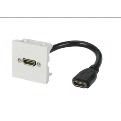 Erard HDMI-rasia 45 x 45mm, HDMI x1, johto HDMI naaras/naaras, 10 cm, valkoinen
