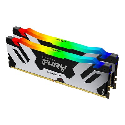 Kingston 96GB (2 x 48GB) FURY Renegade RGB, DDR5 6400MHz, CL32, 1.40V, musta/hopea