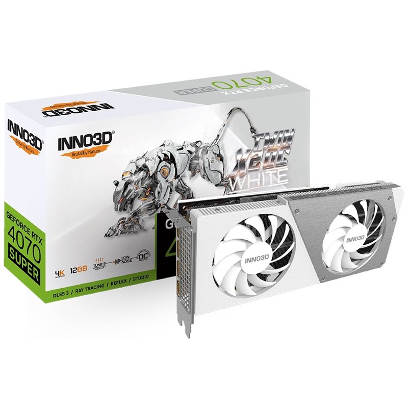 INNO3D GeForce RTX 4070 SUPER TWIN X2 OC WHITE -näytönohjain, 12GB GDDR6X