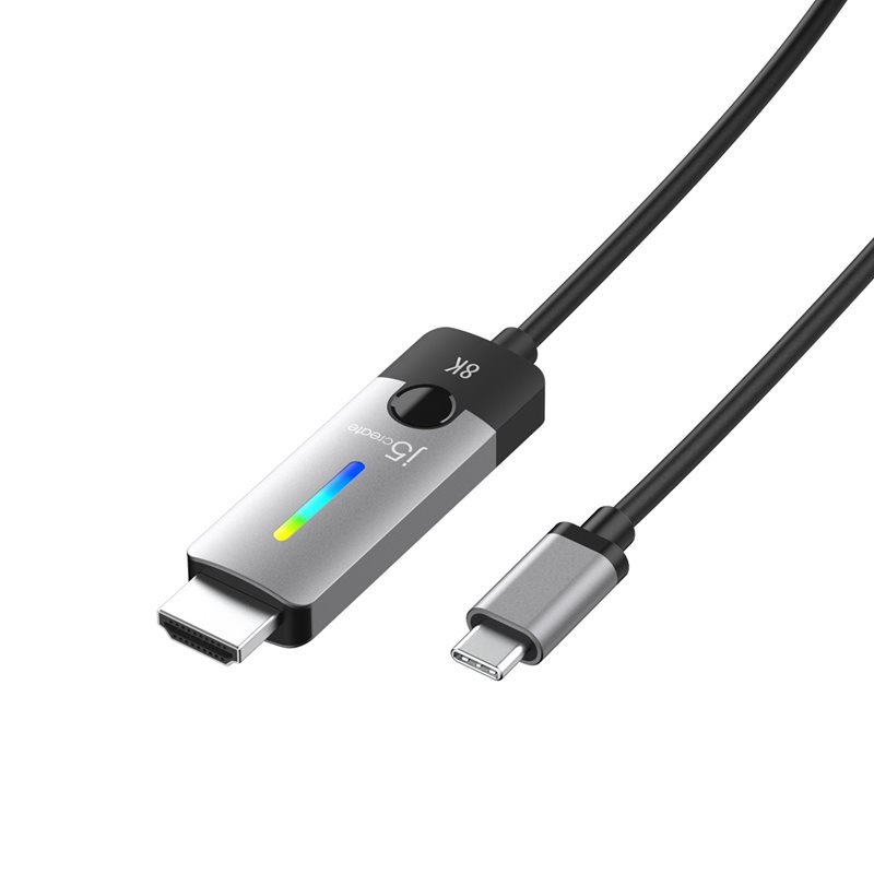 j5create USB-C -> HDMI 2.1 8K -näyttökaapeli, 1,8m, musta