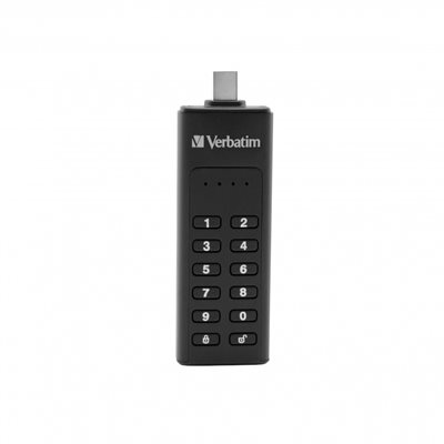 Verbatim 64GB Keypad Secure, laitesalattu 3.2 Gen1 USB-C -muistitikku, PIN-näppäimistöllä, musta