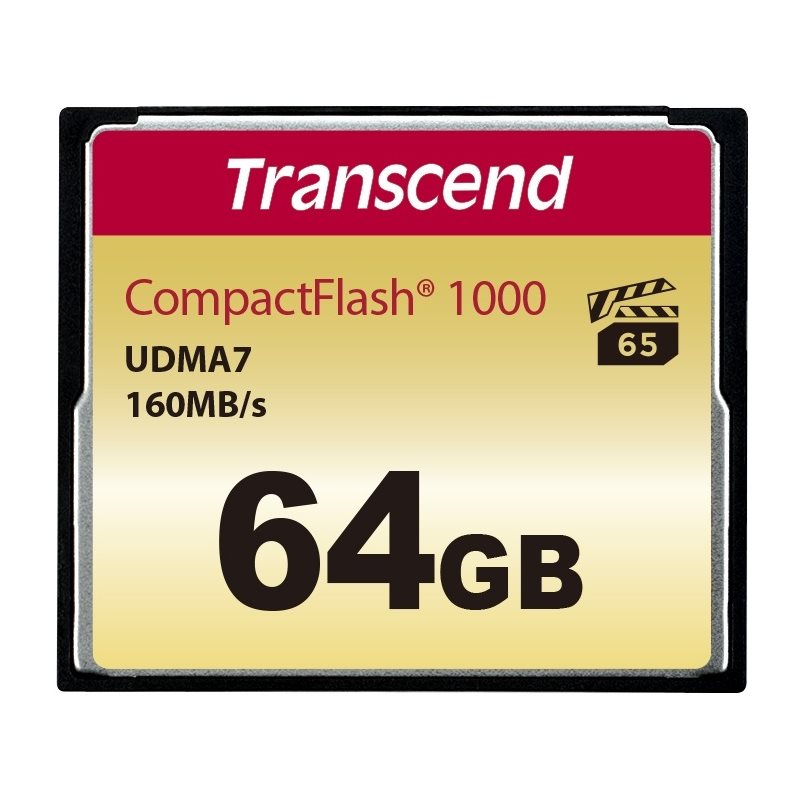Transcend 64GB MLC 1000, CF -muistikortti, UDMA7, Type 1, 1066x, 160/120 MB/s