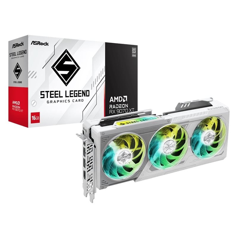 ASRock Radeon RX 9070 XT Steel Legend -näytönohjain, 16GB GDDR6