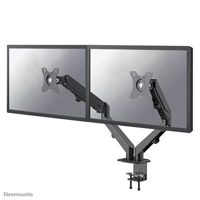 Neomounts 17-27" x2 Gas Spring Double Flat Screen Desk Mount, näyttövarsi pöydälle kahdelle näytölle, musta