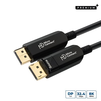 MicroConnect DisplayPort 1.4 AOC -näyttökaapeli, 15m, musta