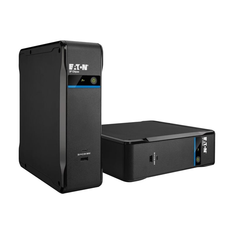 Eaton 900VA/540W 3P Ellipse USB, offline-UPS-laite, torni, 4x Schuko, musta