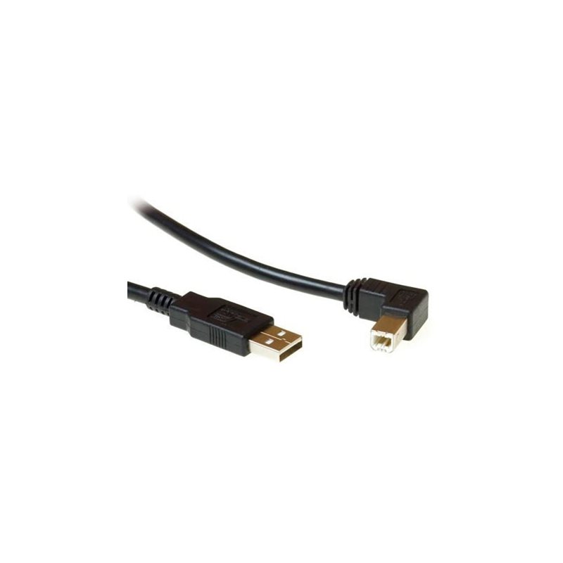 MicroConnect 2.0 USB-A - USB-B -kaapeli, suora-kulma, 1,8m, musta