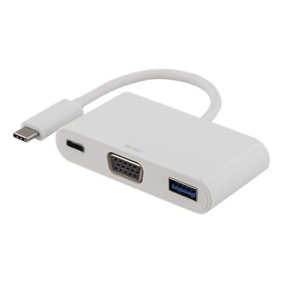 Deltaco 3.2 Gen1 USB-C 4-in-1 -telakka, valkoinen