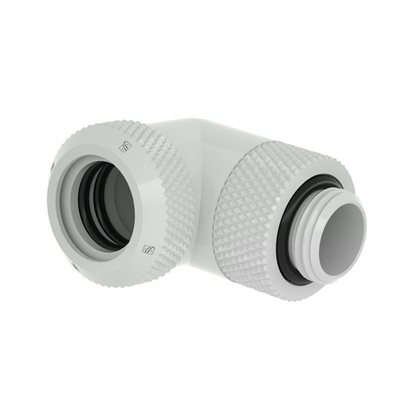 Barrow Multi-Link Adapter, 90°, G1/4" -> 14mm kova putki, kierrettävä, valkoinen
