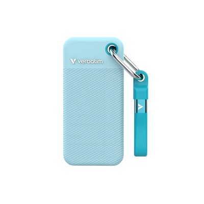 Verbatim 2TB Pocket Summer Edition, ulkoinen SSD-levy, 3.2 Gen2 USB-C, 1000/1000 MB/s, sininen