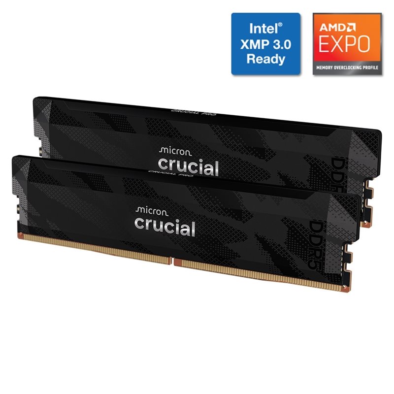 Crucial 32GB (2 x 16GB) Pro - OC Gaming Memory, DDR5 6400MHz, CL32