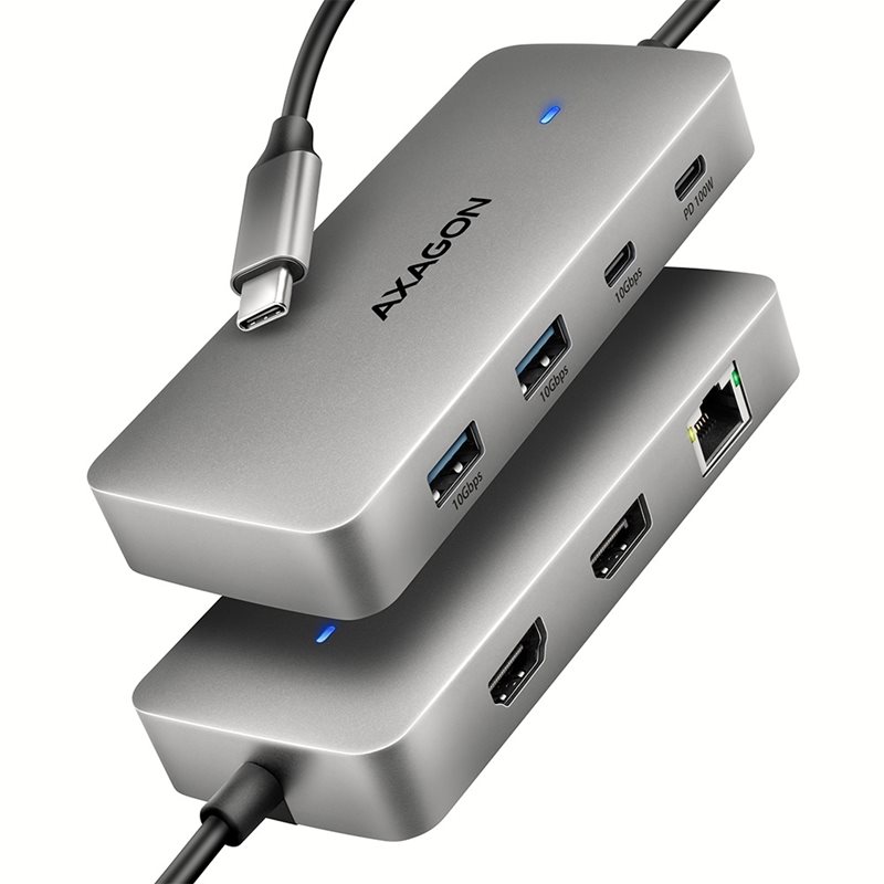 AXAGON 3.2 Gen2 USB-C 7-in-1 -telakka, harmaa