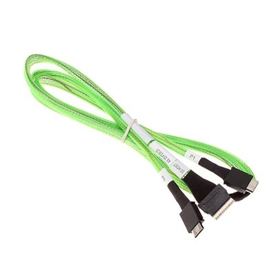 Broadcom SlimSAS SFF-8654 8i -> 2x OCuLink SFF-8612 4i -kaapeli, 1m, vihreä