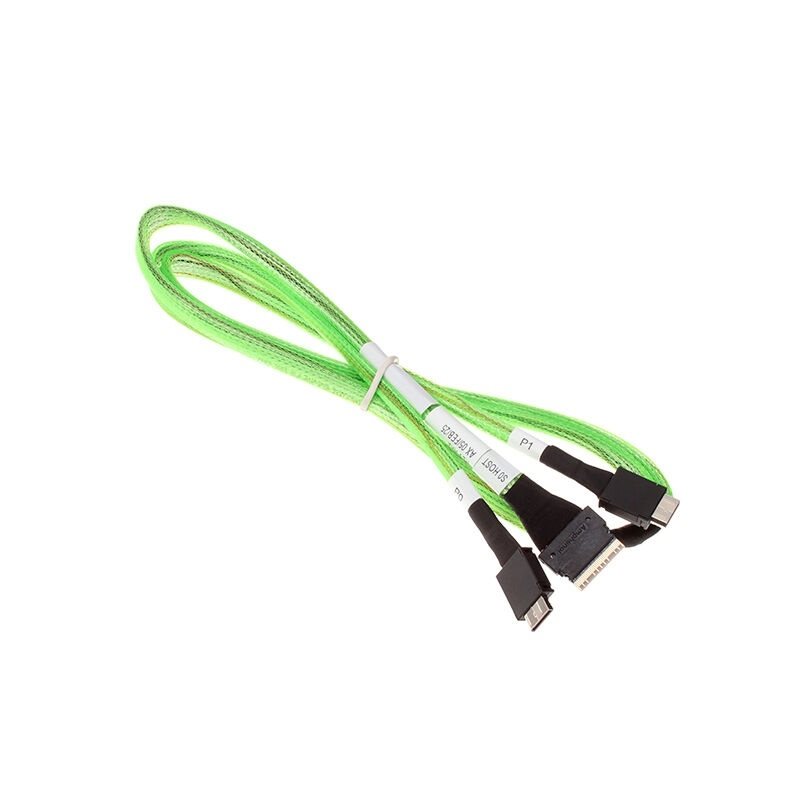 Broadcom SlimSAS SFF-8654 8i -> 2x OCuLink SFF-8612 4i -kaapeli, 1m, vihreä