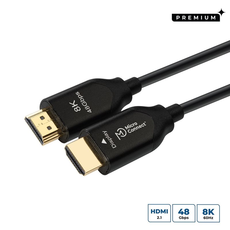 MicroConnect 2.1 HDMI Ultra High Speed AOC -näyttökaapeli, 50m, musta