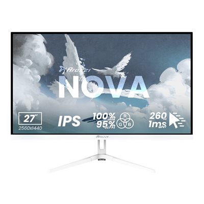 Arozzi 27" Nova IPS, 260Hz (OC) QHD -pelimonitori, valkoinen