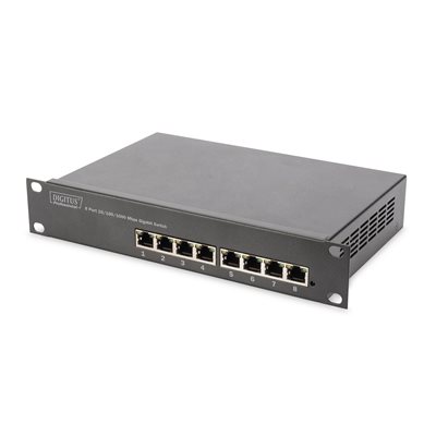 Digitus 8-porttinen Gigabit Ethernet -kytkin, 10", hallitsematon, musta