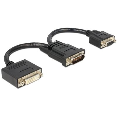 DeLock DMS-59 -> DVI-I + VGA -adapteri, 0,2m, musta