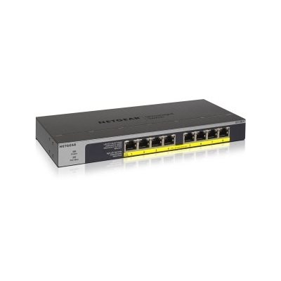 Netgear GS108LP, 8-porttinen hallitsematon PoE+ -kytkin, 60W, harmaa/musta